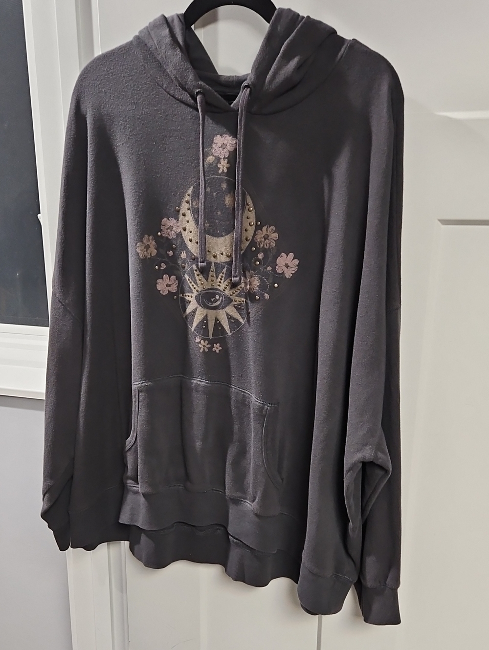 torrid Charcoal Pullover Hoodie with Celestial Floral Print